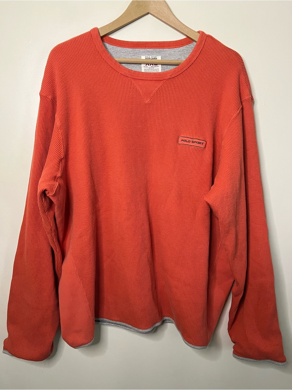 Vintage 90s Polo Sport Ralph Lauren Double Layer Thermal Long Sleeve Shirt 2XL